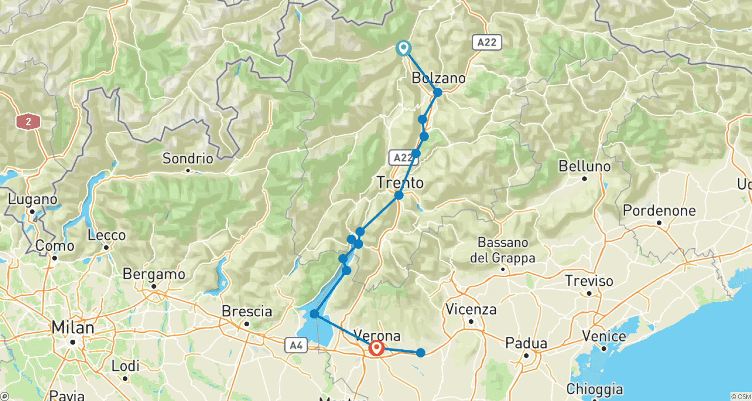 Cycle Dolomites, Lake Garda & Verona