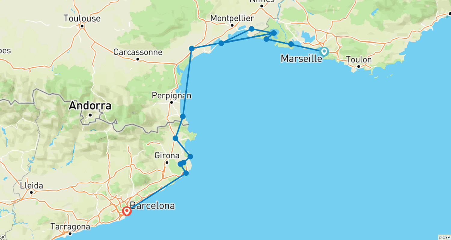 Cycle Marseille to Barcelona