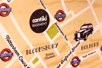 A hand-made map showing the location of the Contiki Basement in London
