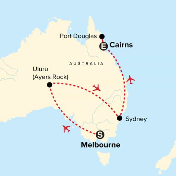 The Discover Australia trip map