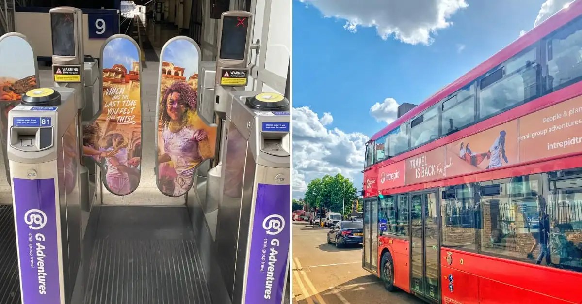 G Adventures And Intrepid Travel advertising on the London transport system