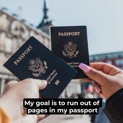 Travel quote “My goal is to run out of pages in my passport.”