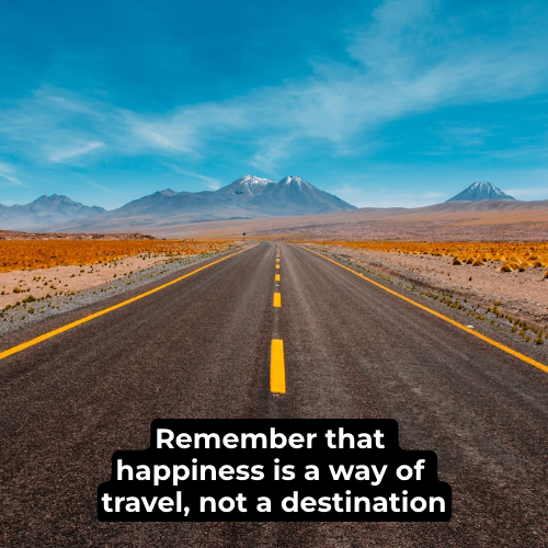 “Remember that happiness is a way of travel, not a destination.”