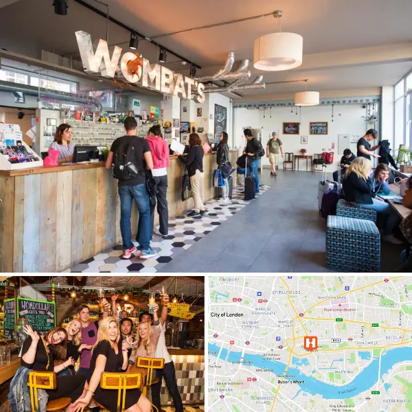 A collection of images of the Wombats City Hostel London