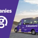 A blog image with the words "Tour Companies Like G Adventures" and a photo of a G Adventures tour bus