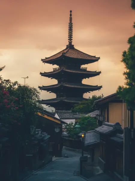 Twilight over a classic Japanese pagoda