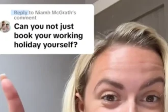 A TikTok video from Global Work and Travel responding to a user's question, "Can you not just book your working holiday yourself?"